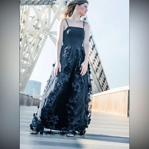 navy blue prom/floral dress